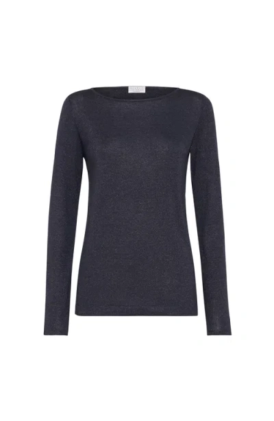 Brunello Cucinelli Sparkling Sweater In Navy
