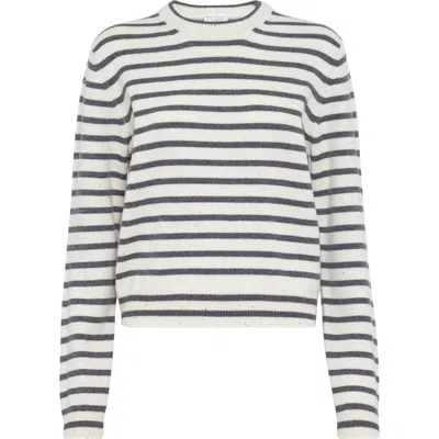 Brunello Cucinelli Striped Knitted Jumper In Panama