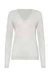 Brunello Cucinelli Cashmere-blend V-neck Jumper In Rice
