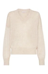 Brunello Cucinelli Women Mohair Sparkling Wool Sweater In Shell