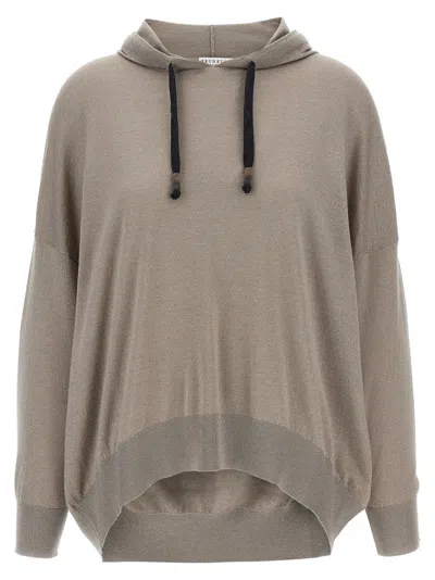 Brunello Cucinelli Sparkling Sweatshirt Beige In Gray