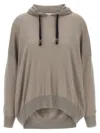 Brunello Cucinelli Wool And Silk Blend Hoodie In Gray