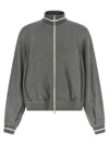 Brunello Cucinelli Shimmering Long Sleeves Ribbed Sweatshirt In Gray