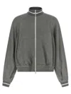 Brunello Cucinelli Shimmering Long Sleeves Ribbed Sweatshirt In Gray