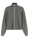 Brunello Cucinelli Shimmering Long Sleeves Ribbed Sweatshirt In Gray