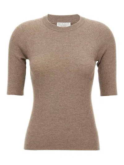 Brunello Cucinelli Sparkling T-shirt In Brown
