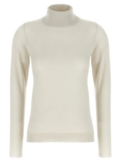 Brunello Cucinelli Sparkling Turtleneck Sweater In White