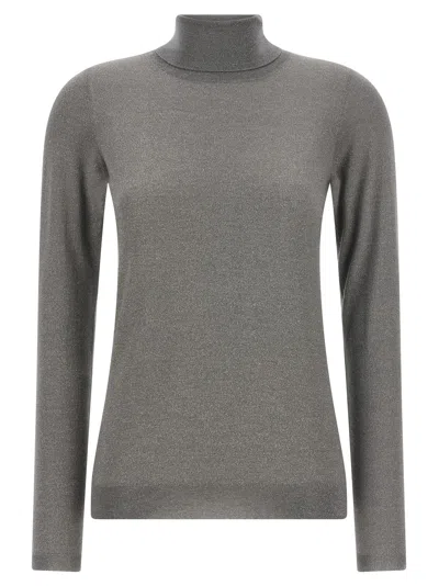 Brunello Cucinelli 'sparkling' Turtleneck Sweater In Gray