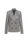 Brunello Cucinelli Sparkling Twill Blazer In Gray