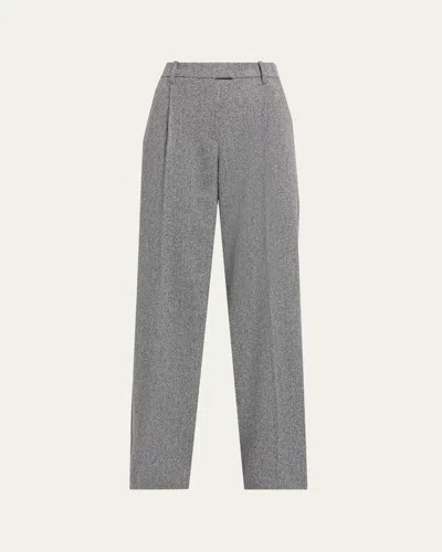 Brunello Cucinelli Sparkling Wool Herringbone Trousers In Silver