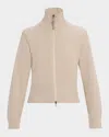 Brunello Cucinelli Sparkly Cashmere Rib Long-sleeve Zip Cardigan