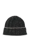 Brunello Cucinelli Speckled Cashmere Beanie In Black