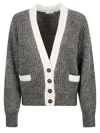 Brunello Cucinelli Speckled Knit Cardigan In Gray