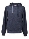 Brunello Cucinelli Speckled Knit Hoodie In Blue