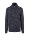 Brunello Cucinelli High Neck Zipped Knitted Jumper In Navy Blue