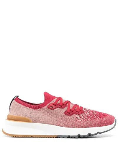 Brunello Cucinelli Speckled Low-top Sneakers In Red