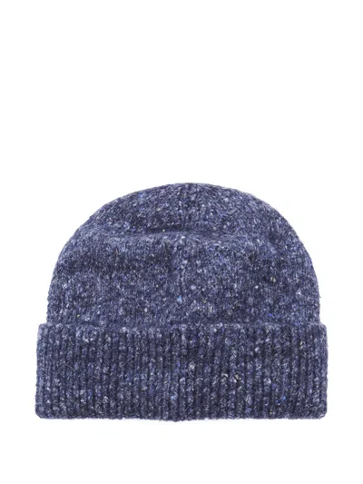 Brunello Cucinelli Speckled Ribbed Beanie In Blue