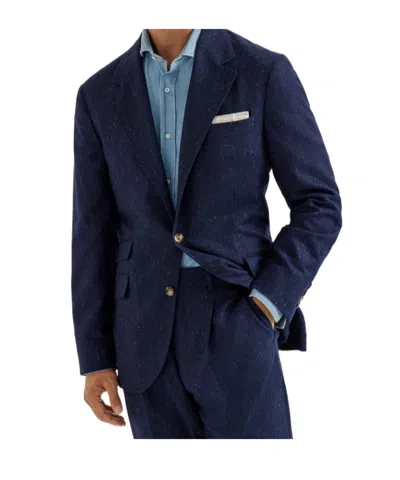 Brunello Cucinelli Speckled Single-breasted Blazer In Sapphire