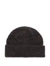 Brunello Cucinelli Ribbed Cuff Speckled Texture Hats In Brown