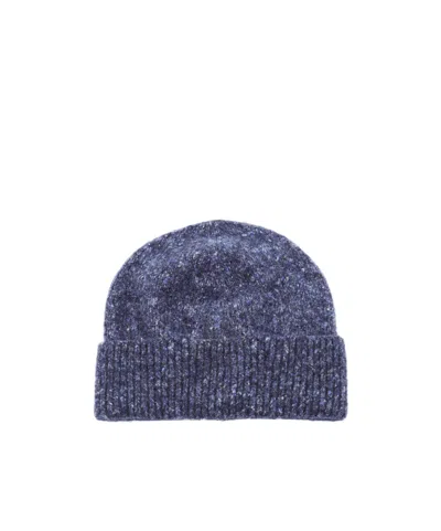 Brunello Cucinelli Speckled Wool Beanie In Blue