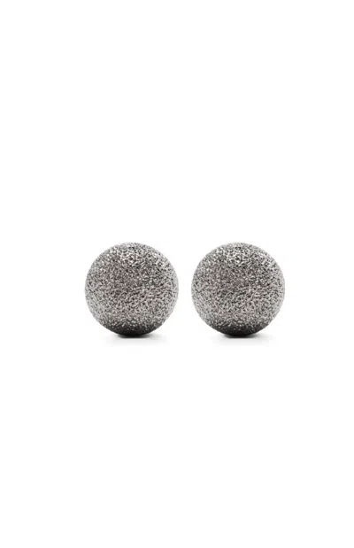 Brunello Cucinelli Spherical Textured Earrings With Polished Finish
