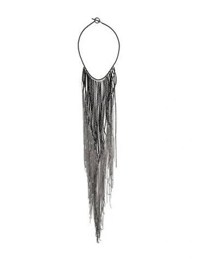 Pre-owned Brunello Cucinelli Spinel Long Fringe Collar, 15" In Multi