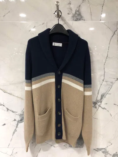 Brunello Cucinelli Splicing Design Cardigan In Multi