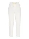 Brunello Cucinelli Relaxed-fit White Trousers With Drawstring Waistband In White