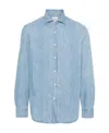 Brunello Cucinelli Superlight Cotton Denim Shirt In Blue