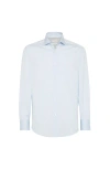 Brunello Cucinelli Spread Collar Shirt In Blue