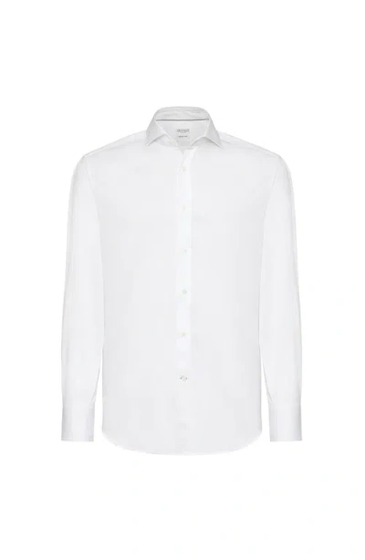 Brunello Cucinelli Spread Collar Shirt In White