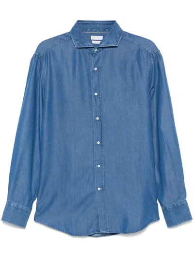 Brunello Cucinelli Spread-collar Shirt In Blue