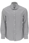Brunello Cucinelli Spread Collar Slim Fit Shirt In Grey