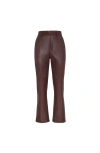 Brunello Cucinelli Women Stretch Nappa Leather Square Cigarette Trousers With Jewellery In Brown