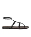 Brunello Cucinelli Square-headed Flat Sandals In Black