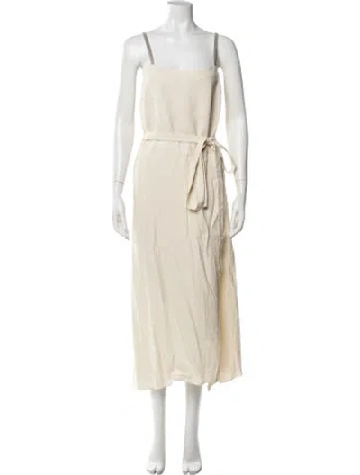 Pre-owned Brunello Cucinelli Square Neckline Long Dress In Neutral