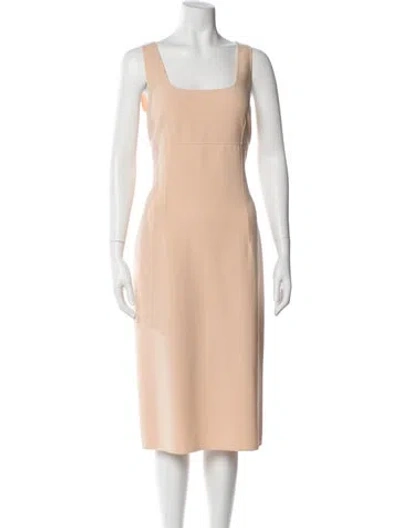Pre-owned Brunello Cucinelli Square Neckline Midi Length Dress In Neutral