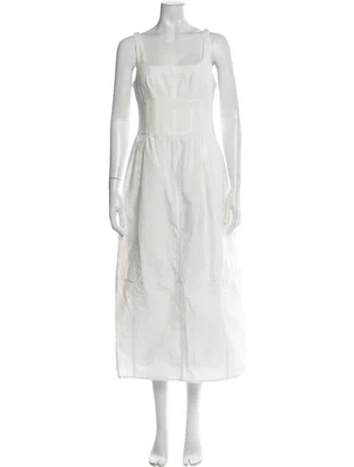 Pre-owned Brunello Cucinelli Square Neckline Midi Length Dress In Neutrals