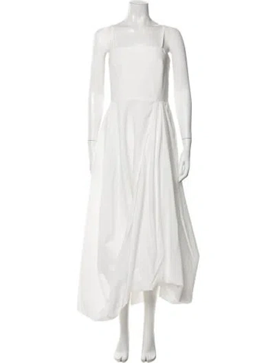 Pre-owned Brunello Cucinelli Square Neckline Midi Length Dress W/ Tags In White