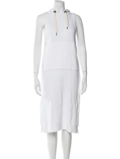 Pre-owned Brunello Cucinelli Square Neckline Midi Length Dress In White