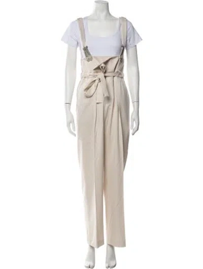 Pre-owned Brunello Cucinelli Square Neckline Overalls In Neutrals