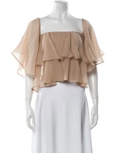 Pre-owned Brunello Cucinelli Square Neckline Short Sleeve Blouse In Neutral