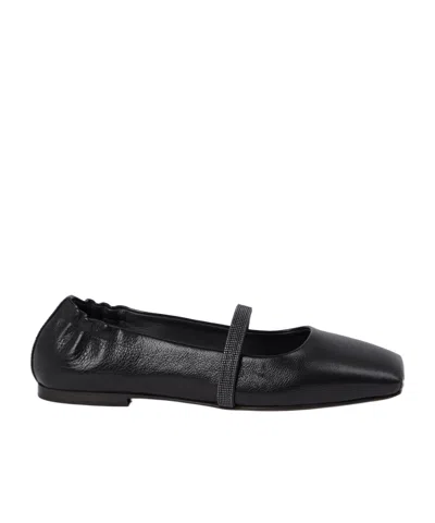 Brunello Cucinelli Square-toe Ballerina Shoes In Black