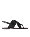 Brunello Cucinelli Square Toe Flat Sandals In Black