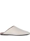 Brunello Cucinelli Square-toe Leather Flat Mules In White