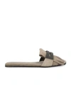 Brunello Cucinelli Fringed Suede Slippers In Nude