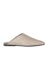 Brunello Cucinelli Square-toe Leather Flat Mules In Neutral