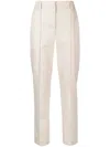 Brunello Cucinelli High-waisted Cotton Cigarette Trousers In C1542
