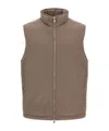 Brunello Cucinelli Quilted High Collar Sleeveless Vest In Brown