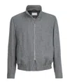 Brunello Cucinelli Stand Collar Hopsack Outerwear Jacket In Gray